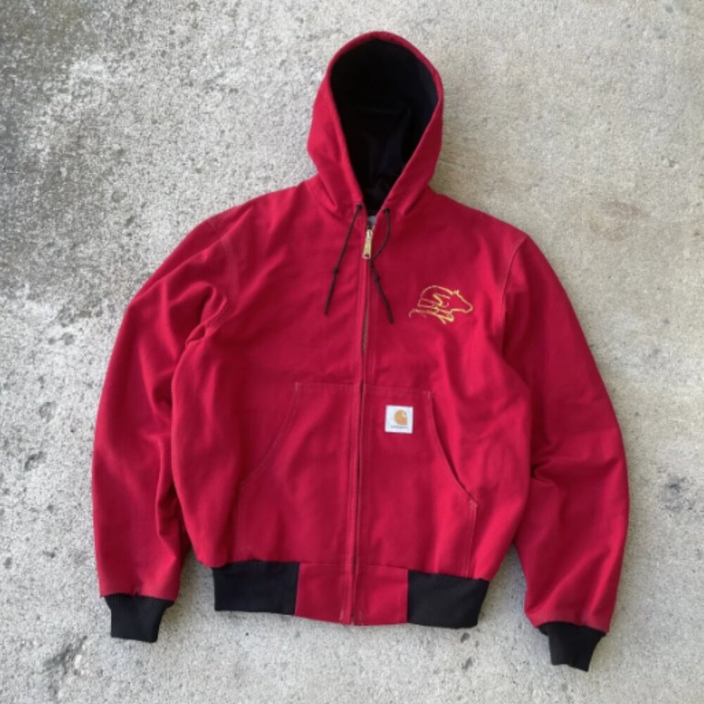 Vintage Red Carhartt Zip Hooded Jacket Active 90’s Rare J03
